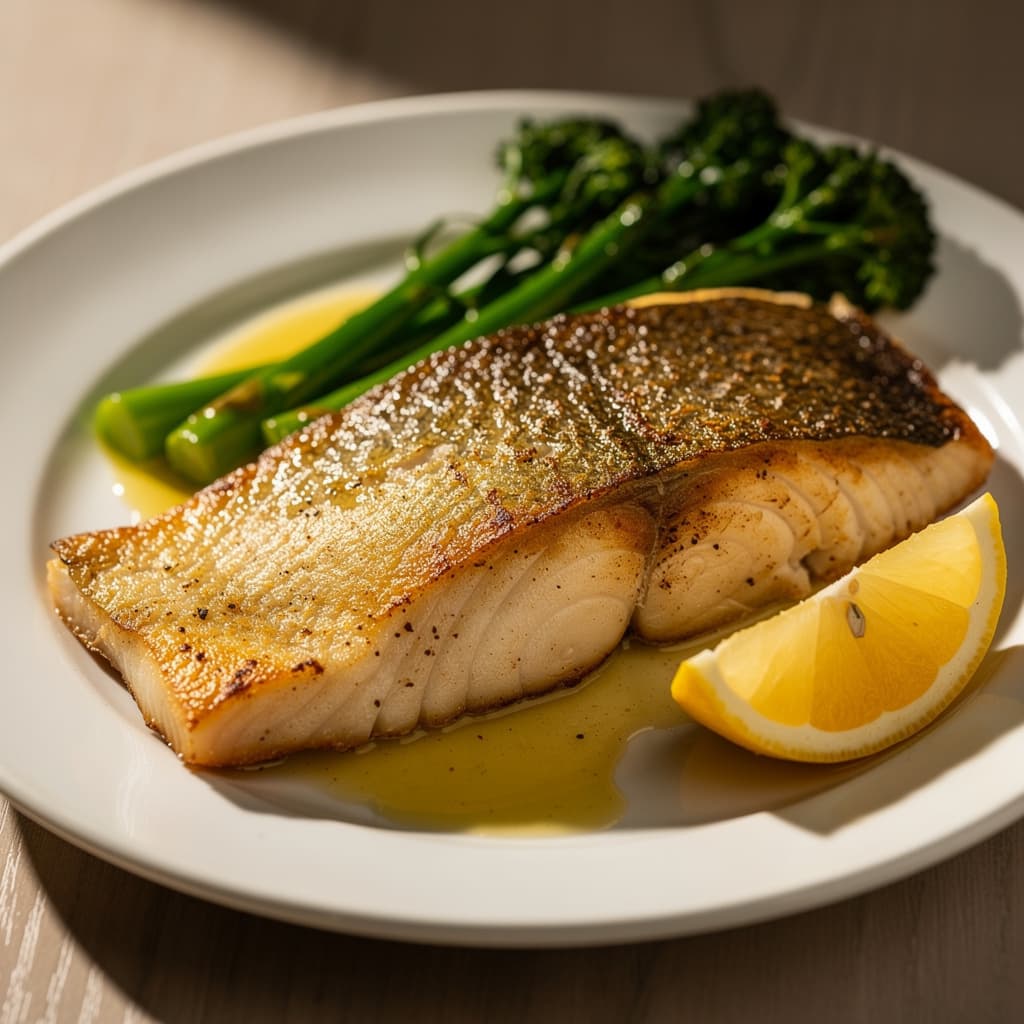 Grilled Barramundi with Steamed Broccolini